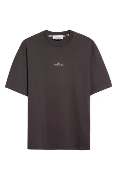 Stone Island Logo-embroidered Cotton T-shirt In Gray