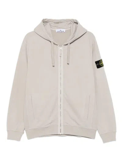 Stone Island Brushed Cotton Sweatshirt Hoodie In Neutral