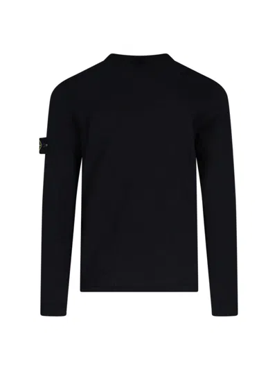 Stone Island Logo Crew Neck Sweater In Black