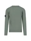 Stone Island Crew Neck Wool-polyamide Blend Sweater With Signature Patch In Muschio