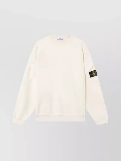 STONE ISLAND LOGO CREWNECK SWEATSHIRT WITH BADGE POCKET