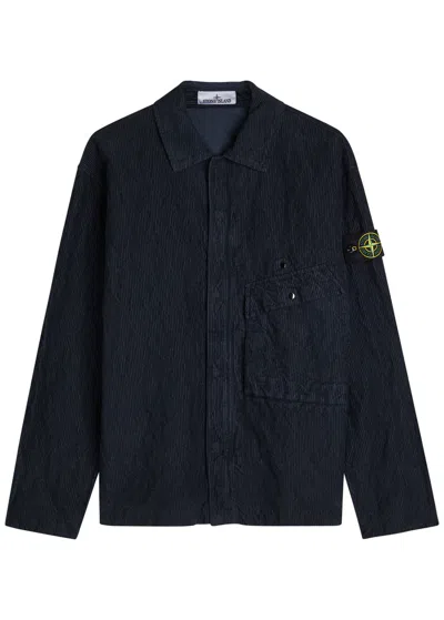 STONE ISLAND STONE ISLAND LOGO CRINKLED CORDUROY OVERSHIRT