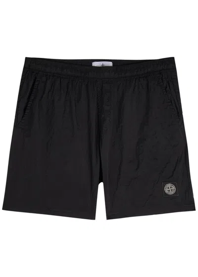 STONE ISLAND STONE ISLAND LOGO CRINKLED NYLON SWIM SHORTS