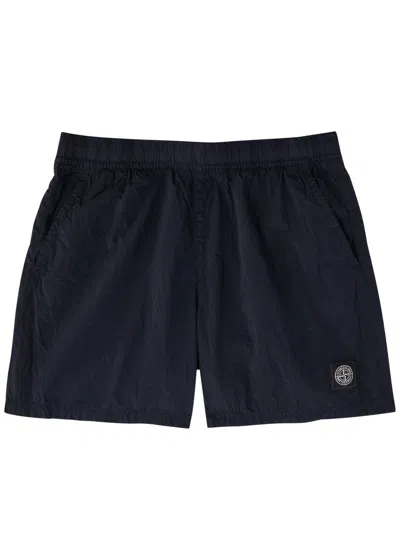 STONE ISLAND STONE ISLAND LOGO CRINKLED NYLON SWIM SHORTS