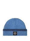 Stone Island Logo-detail Beanie Hat In Blue
