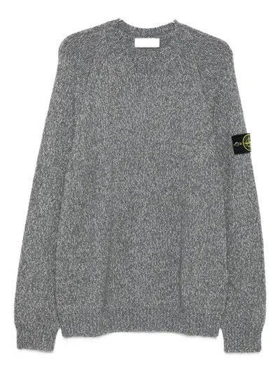Stone Island Logo-detail Crew-neck Sweater In Gray