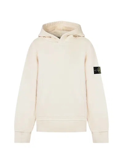 Stone Island Kids' Logo-detail Hoodie In Neutral