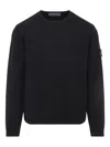 Stone Island Black Crewneck Logo Sweatshirt In Black