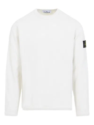 Stone Island Mesh Stitch Organic Cotton Fleece Sweatshirt In Neutral