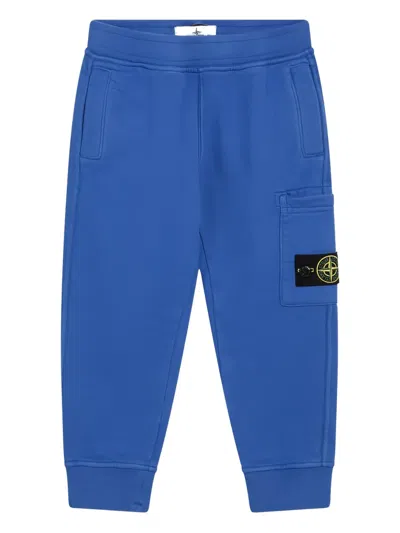 Stone Island Kids' Logo-detail Track Pants In Blue