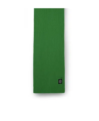 Stone Island Logo Details Scarf In Green
