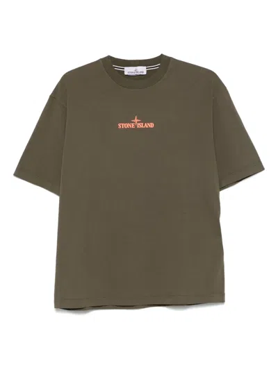 Stone Island Logo-embossed T-shirt In Green