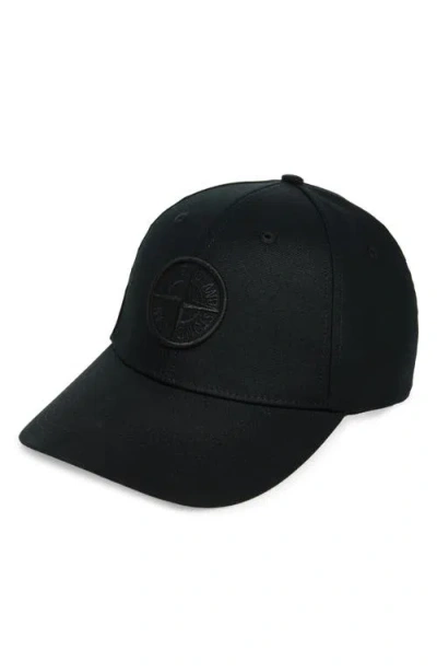 Stone Island Logo Embroidered Baseball Cap In Black