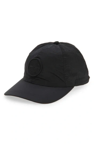 Stone Island Logo Embroidered Baseball Cap In Black