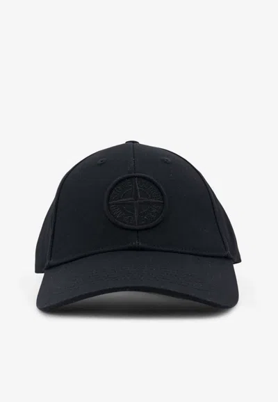 Stone Island Logo Embroidered Baseball Cap In Black