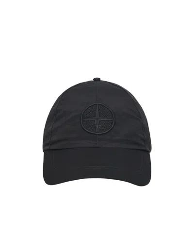 Stone Island Logo Embroidered Baseball Cap In Black