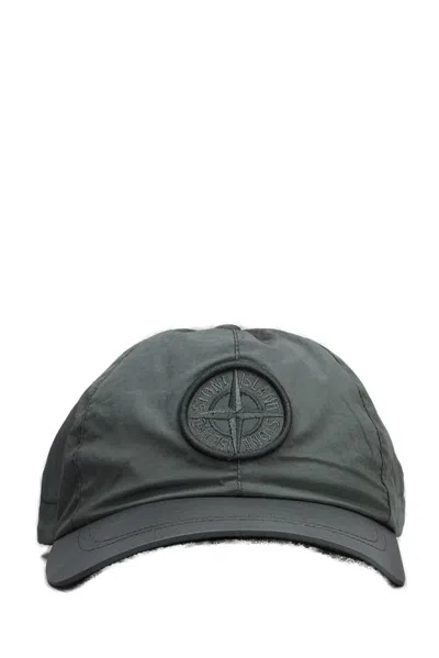 Stone Island Logo Embroidered Baseball Cap In Grey