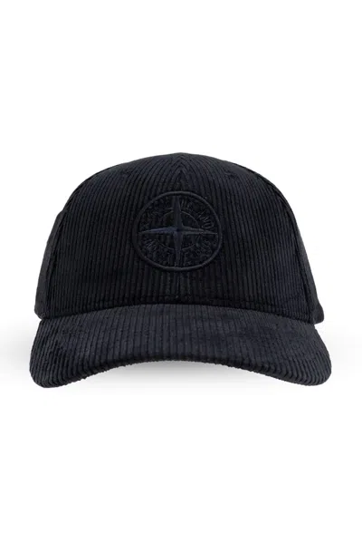 Stone Island Logo Embroidered Baseball Cap In Navy