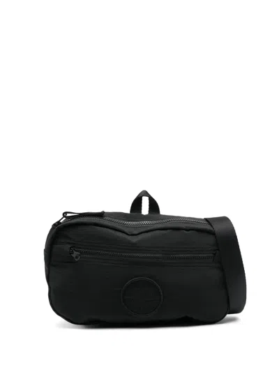 Stone Island Logo-embroidered Belt Bag In Black