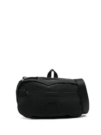 Stone Island Logo-embroidered Belt Bag In Black
