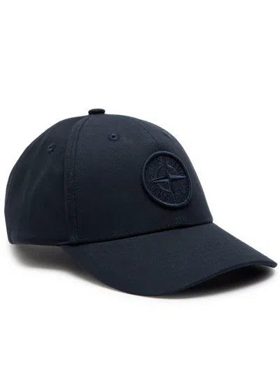 Stone Island Logo-embroidered Cotton Cap In Blue