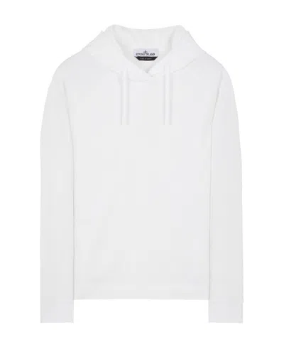 Stone Island Logo-embroidered Cotton Hoodie In White