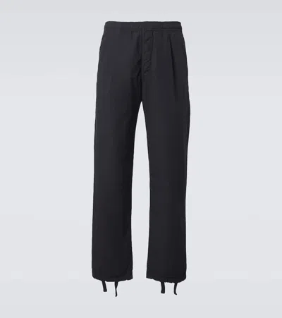 Stone Island Logo Embroidered Cotton Sweatpants In Blue