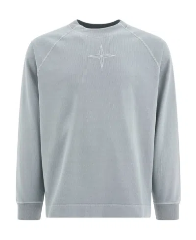 Stone Island Logo-embroidered Cotton Sweatshirt In Blue