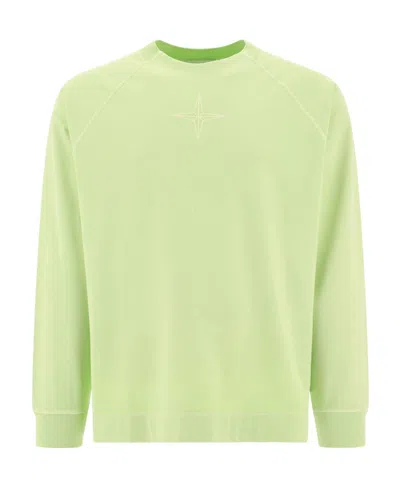 Stone Island Logo-embroidered Cotton Sweatshirt In Green
