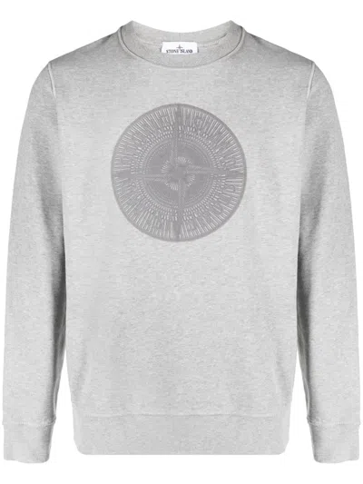 Stone Island Logo-embroidered Cotton Sweatshirt In Grey