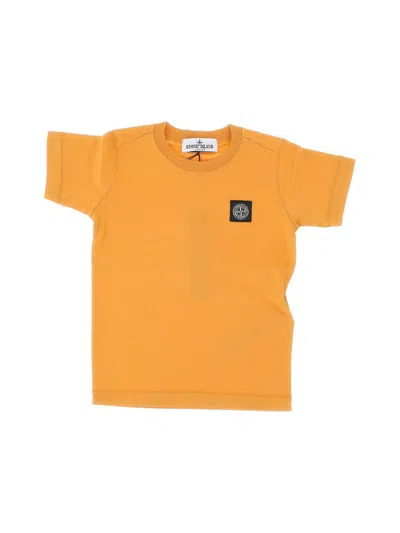 Stone Island Kids' Logo Embroidered Crewneck T-shirt In Brown