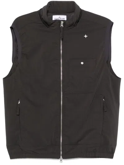 Stone Island Logo-embroidered Gilet In Gray