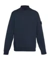 Stone Island Logo Embroidered High Neck Sweatshirt In Blue