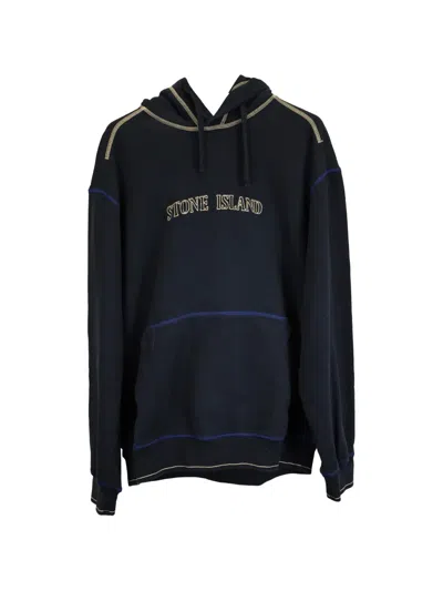 Pre-owned Stone Island Logo-embroidered Hoodie In Blue