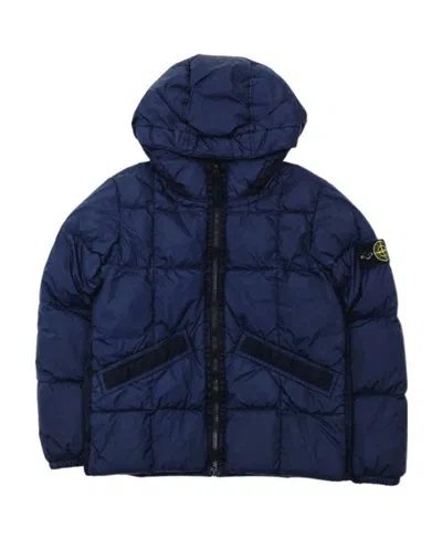 Stone Island Logo Embroidered Padded Jacket In Blue
