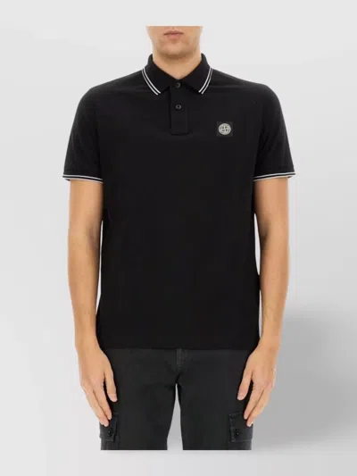 Stone Island Short Sleeve Slim Polo In Blue