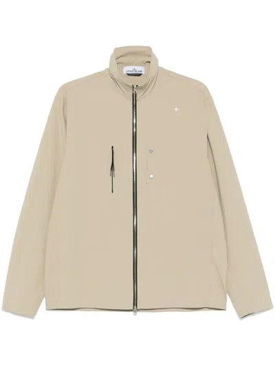 Stone Island Logo-embroidered Shirt In Brown