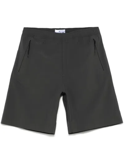 Stone Island Logo-embroidered Shorts In Grey