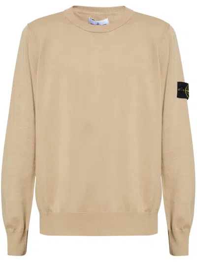 Stone Island Logo-embroidered Sweater In Beige