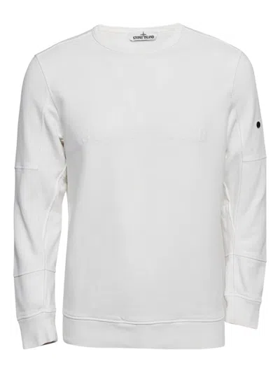 Pre-owned Stone Island Logo-embroidered Sweatshirt In White