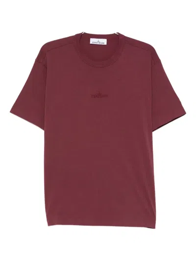 Stone Island Logo-embroidered T-shirt In Red