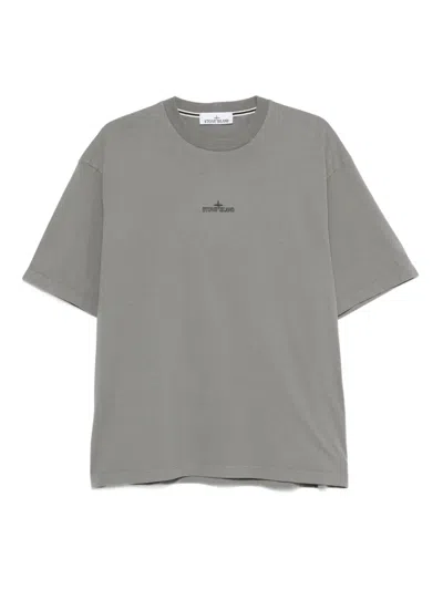 Stone Island Logo-embroidered T-shirt In Gray