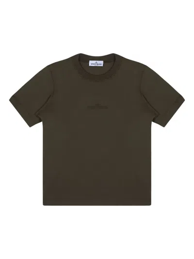 Stone Island Kids' Logo-embroidered T-shirt In Green