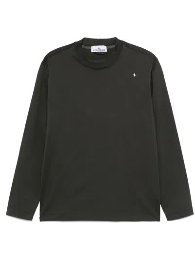 Stone Island Logo-embroidered T-shirt In Black