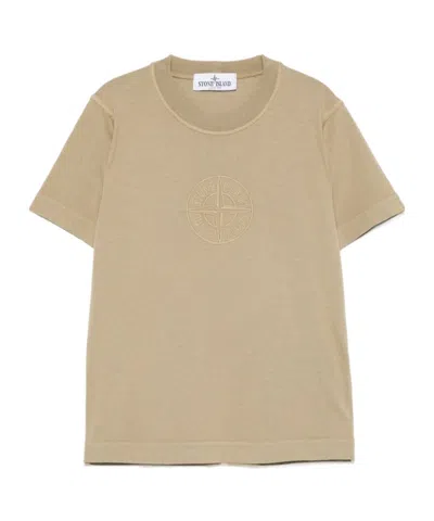 Stone Island Logo-embroidered T-shirt In Nude