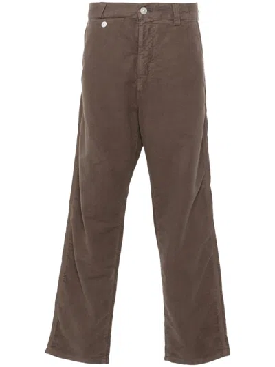 Stone Island Logo-embroidered Trousers In Brown