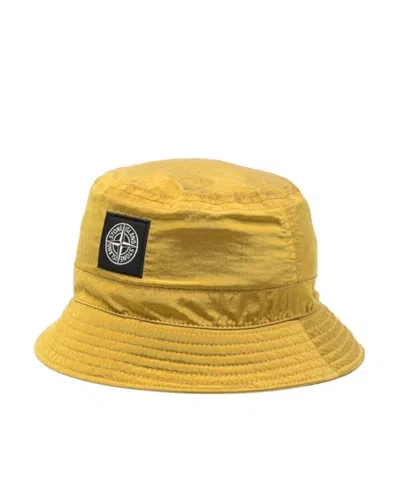 Stone Island Logo Fisherman's Hat In Yellow