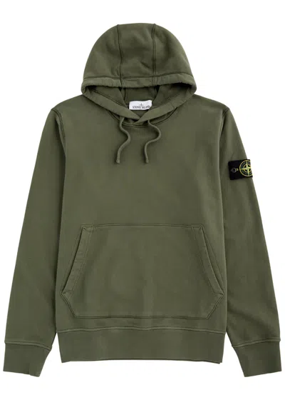 Stone Island Logo Hooded Cotton Sweatshirt In Green