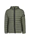 Stone Island Nylon Down Jacket With Hood And Quilting In Green