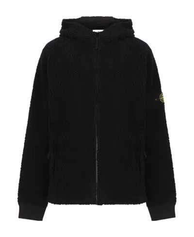 Stone Island Logo Hooded Jacket In Black